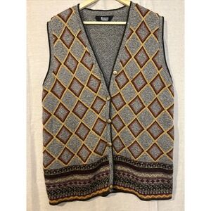 VTG Modiano Argyle Knit Button Front Vest
Size Woman 3X